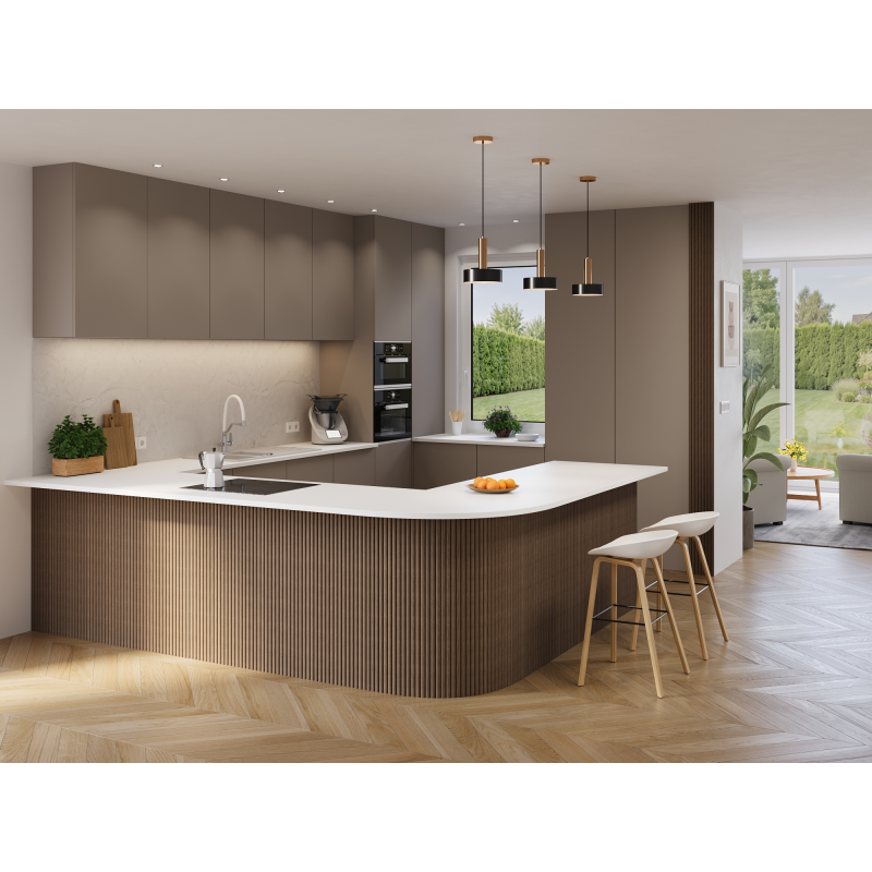 Mexen Ovalo 03 elastische geriffelte Wandpaneele 280 x 36 cm, technisches Furnier, Dunkle Walnuss - S130-280-03-044