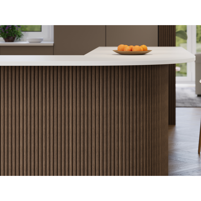 Mexen Ovalo 03 elastische geriffelte Wandpaneele 280 x 36 cm, technisches Furnier, Dunkle Walnuss - S130-280-03-044