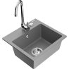 Mexen Milo lavello da cucina in granito 1 vasca con rubinetto Telma, grigio - 6505-71-670200-00