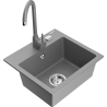 Mexen Milo fregadero de granito de 1 tina con grifo de cocina Telma, gris - 6505-71-670200-71
