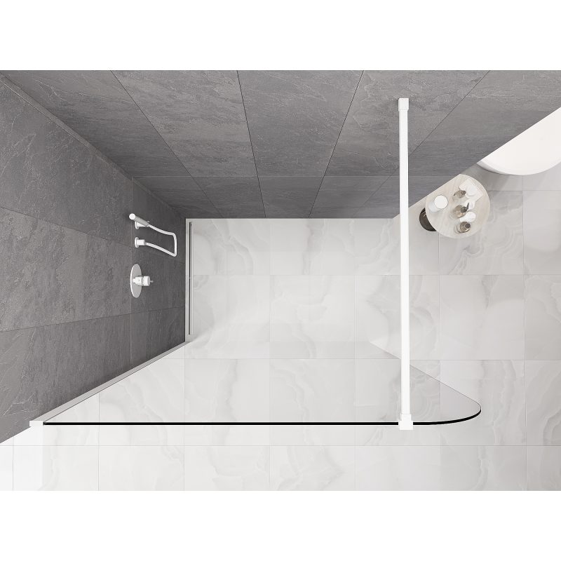 Mexen Kioto-P ścianka prysznicowa Walk-in 90 x 200 cm, transparent 8 mm, biała - 800-090-101-20-00-P