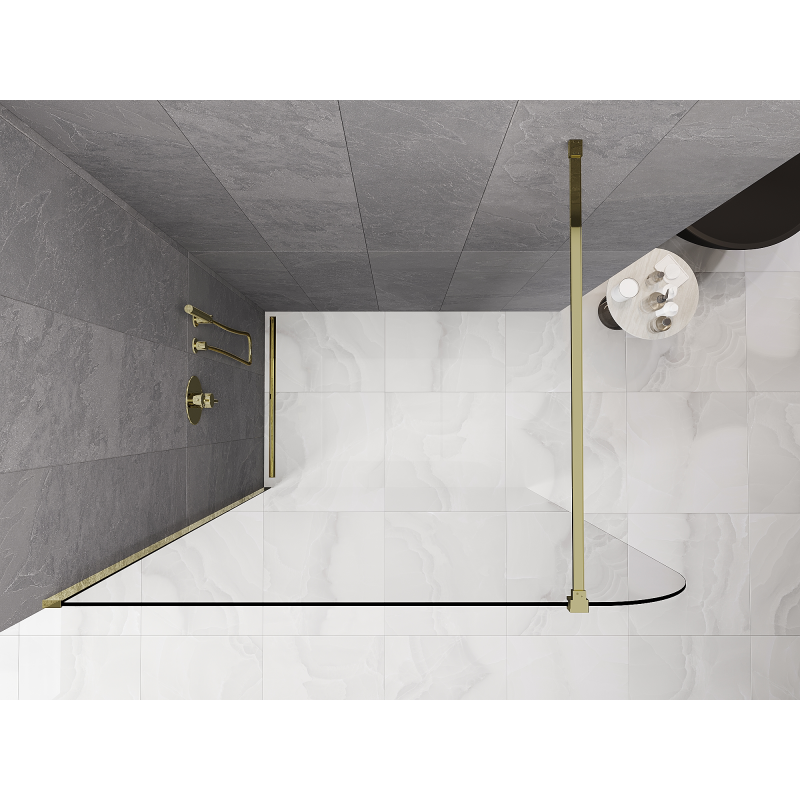 Mexen Kioto-P ścianka prysznicowa Walk-in 100 x 200 cm, transparent 8 mm, złota - 800-100-101-50-00-P