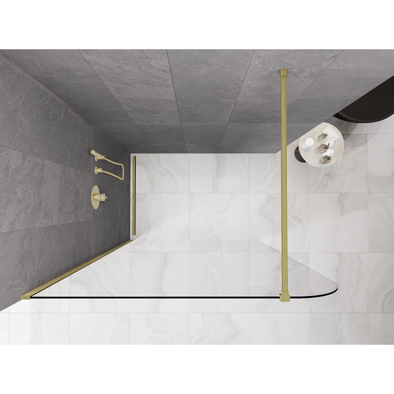 Mexen Kioto-P ścianka prysznicowa Walk-in 70 x 200 cm, transparent 8 mm, złota szczotkowana - 800-070-101-55-00-P