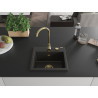 Mexen Milo évier en granit 1 bac avec robinet de cuisine Telma, noir/or - 6505-75-670200-50