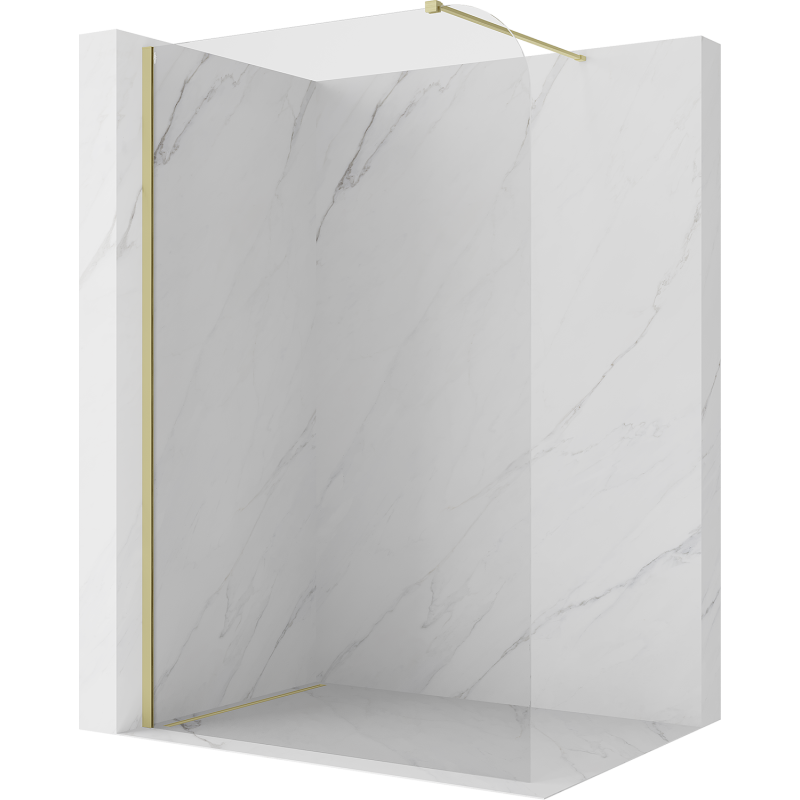 Mexen Kioto-P ścianka prysznicowa Walk-in 140 x 200 cm, transparent 8 mm, złota szczotkowana - 800-140-101-55-00-P