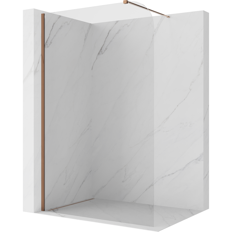 Mexen Kioto-P ścianka prysznicowa Walk-in 130 x 200 cm, transparent 8 mm, różowe złoto - 800-130-101-60-00-P