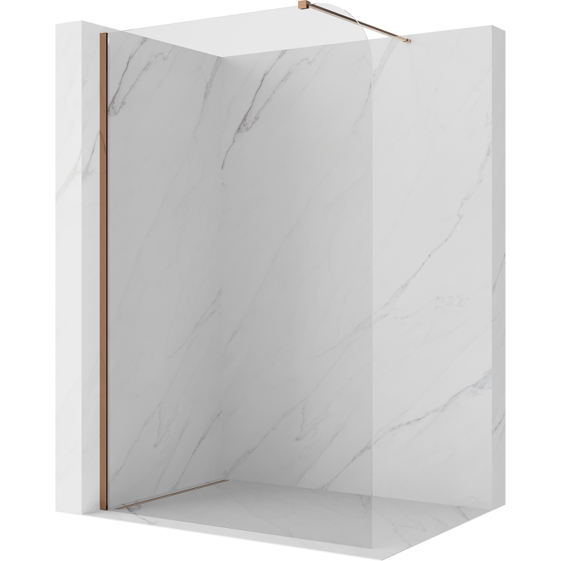 Mexen Kioto-P suihkuseinä Walk-in 130 x 200 cm, läpinäkyvä 8 mm, ruusukulta - 800-130-101-60-00-P