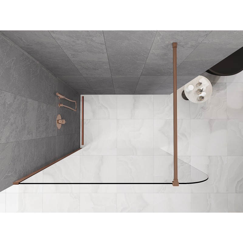 Mexen Kioto-P ścianka prysznicowa Walk-in 70 x 200 cm, transparent 8 mm, miedź szczotkowana - 800-070-101-65-00-P