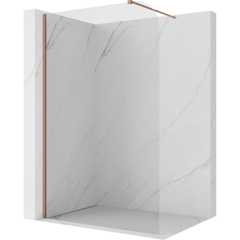 Mexen Kioto-P ścianka prysznicowa Walk-in 80 x 200 cm, transparent 8 mm, miedź szczotkowana - 800-080-101-65-00-P