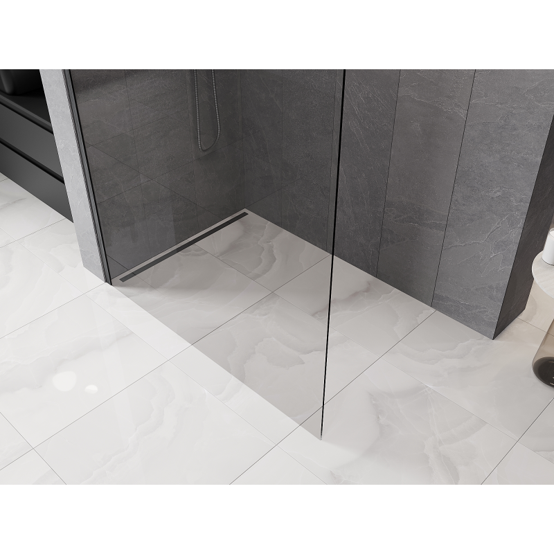Mexen Kioto-P tuš stena Walk-in 70 x 200 cm, prosojna 8 mm, ščetkano temno siva - 800-070-101-66-00-P