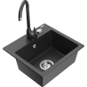 Mexen Milo lava-louça de granito de 1 cuba com torneira de cozinha Telma, preto salpicado - 6505-76-670200-76