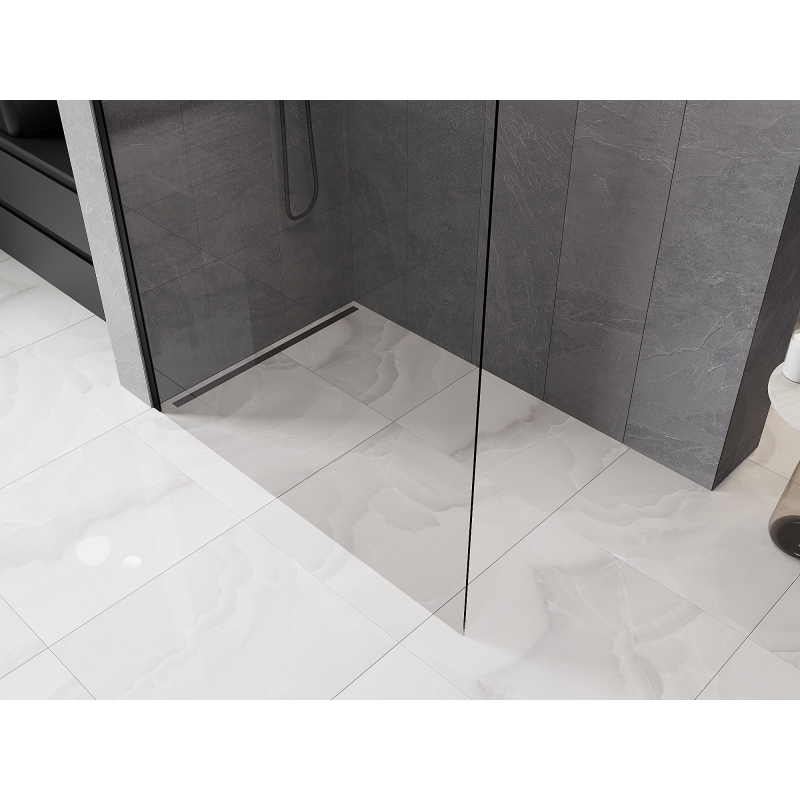 Mexen Kioto-P Walk-in Shower Screen 110 x 200 cm, Transparent 8 mm, Black - 800-110-101-70-00-P