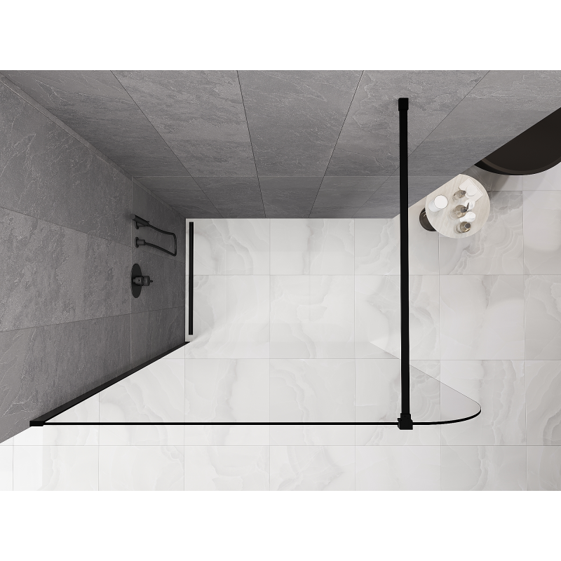 Mexen Kioto-P ścianka prysznicowa Walk-in 130 x 200 cm, transparent 8 mm, czarna - 800-130-101-70-00-P