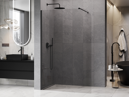 Mexen Kioto-P ścianka prysznicowa Walk-in 140 x 200 cm, transparent 8 mm, czarna - 800-140-101-70-00-P