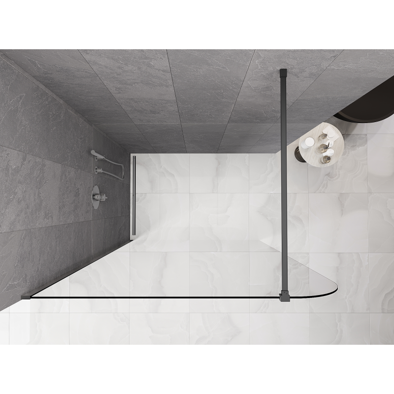 Mexen Kioto-P ścianka prysznicowa Walk-in 70 x 200 cm, transparent 8 mm, gun metal - 800-070-101-95-00-P