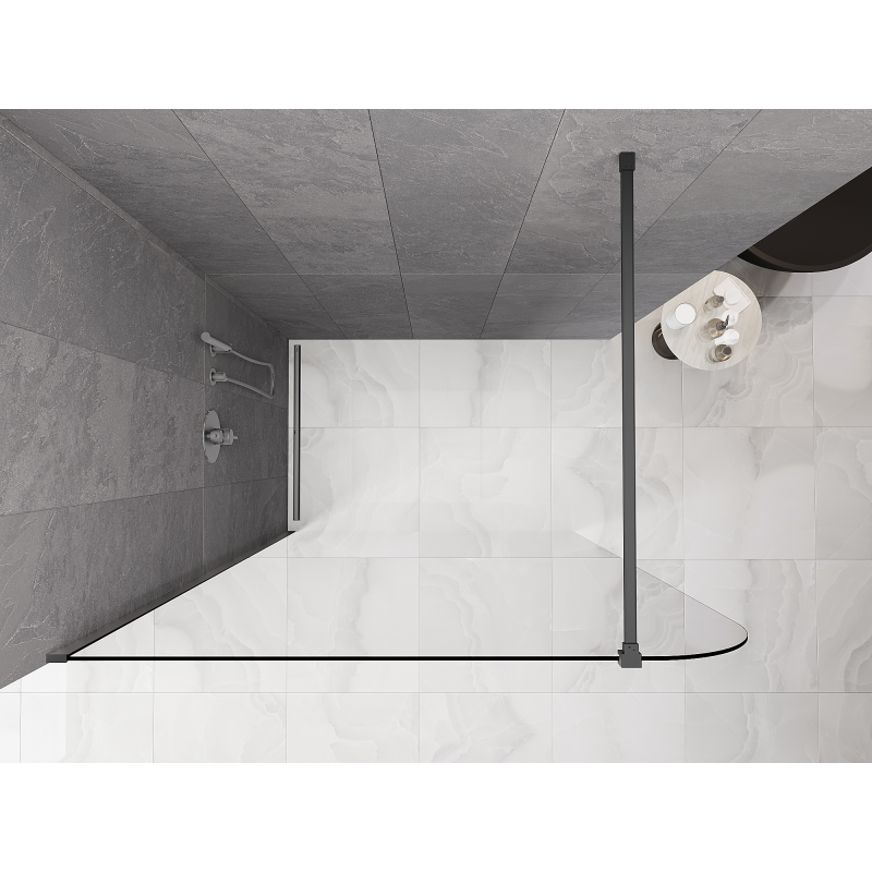 Mexen Kioto-P Walk-in duschvägg 80 x 200 cm, transparent 8 mm, kanonmetall - 800-080-101-95-00-P