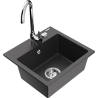 Mexen Milo fregadero de granito de 1 compartimento con grifo de cocina Telma, negro moteado - 6505-76-670200-00