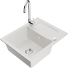 Mexen Enzo granite sink 1-bowl with drainer and Telma kitchen tap, white - 6506-20-670200-00