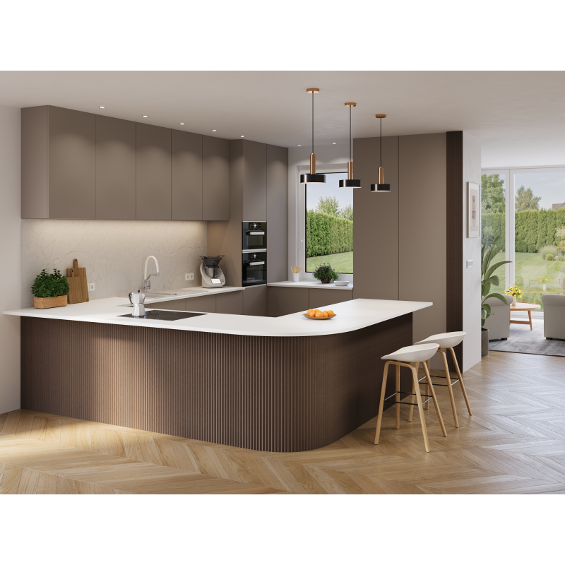 Mexen Ovalo 01 lamele ścienne ryflowane elastyczne 280 x 36 cm, fornir techniczny, Dąb Mocca - S130-280-01-045