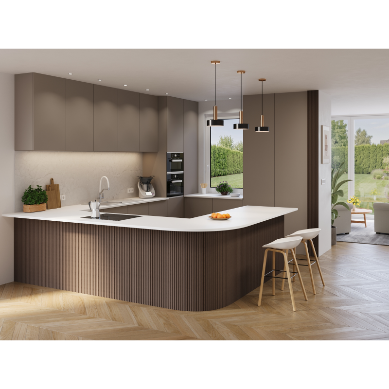 Mexen Ovalo 03 elastische, geriffelte Wandpaneele 280 x 36 cm, technisches Furnier, Mocca Eiche - S130-280-03-045