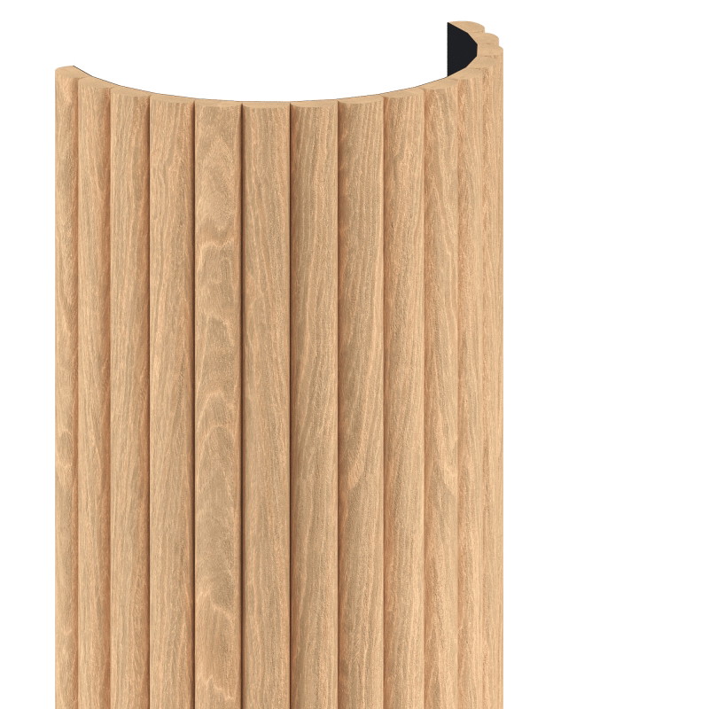 Mexen Ovalo 03 Probe von flexiblen, gerillten Wandlamellen, technisches Furnier, Gebleichte Eiche - S130-03-040-S