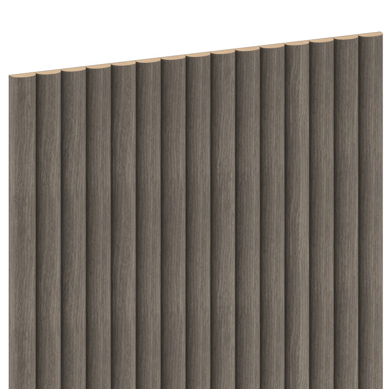 Mexen Ovalo 03 Probe der flexiblen, gerillten Wandlamellen, technisches Furnier, Graue Eiche - S130-03-043-S