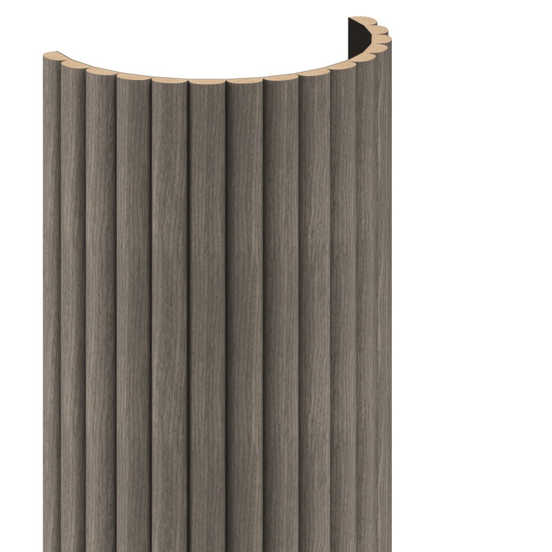 Mexen Ovalo 03 Probe der flexiblen, gerillten Wandlamellen, technisches Furnier, Graue Eiche - S130-03-043-S