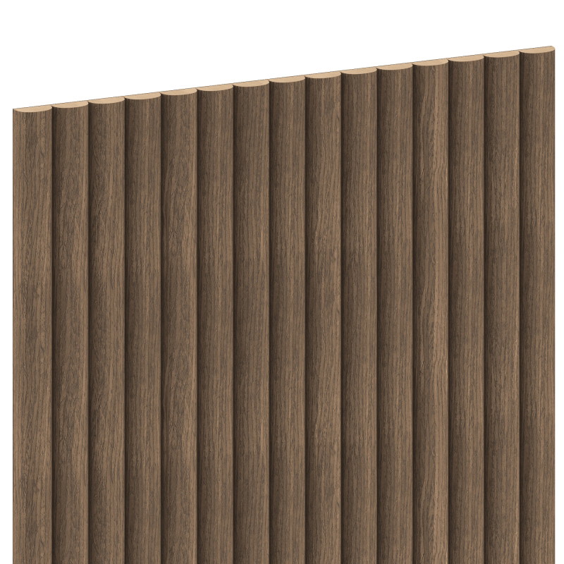 Mexen Ovalo 03 Muster von gerillten flexiblen Wandlamellen, technisches Furnier, Dunkle Nuss - S130-03-044-S