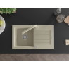 Mexen Pablo fregadero de granito de 1 seno con escurridor y grifo de cocina Duero, beige - 6510-69-671600-69