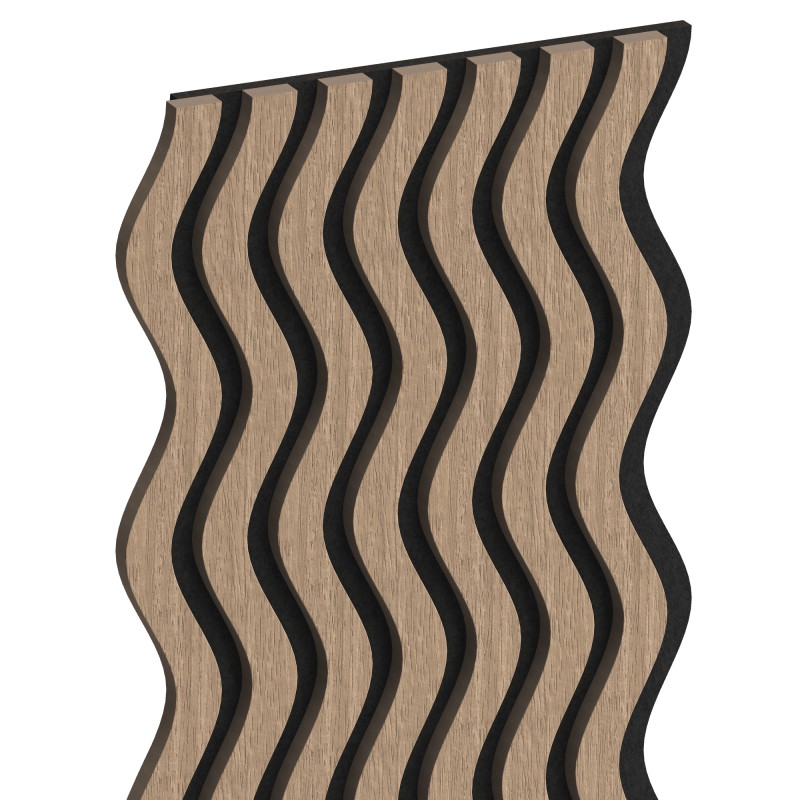 Mexen Lam-SF 02 Muster von akustischen Wandlamellen, Filz 9 mm, technisches Furnier, Helles Nussbaum - S106-02-047-S