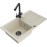 Mexen Pablo 1-bowl Granite Sink with Drainer and Duero Kitchen Faucet, Beige - 6510-69-671600-70