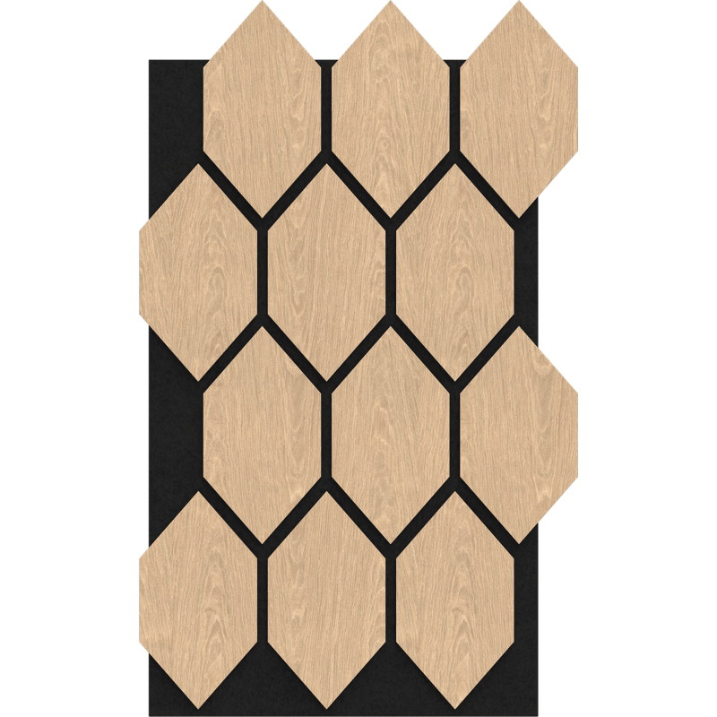 Mexen Form 01 Muster eines akustischen Wandpaneels, Filz 9 mm, technisches Furnier, Gebleichte Eiche - S111-01-040-S