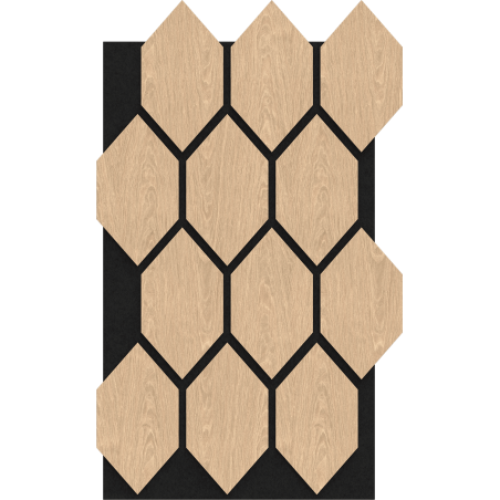 Mexen Form 01 Muster eines akustischen Wandpaneels, Filz 9 mm, technisches Furnier, Gebleichte Eiche - S111-01-040-S