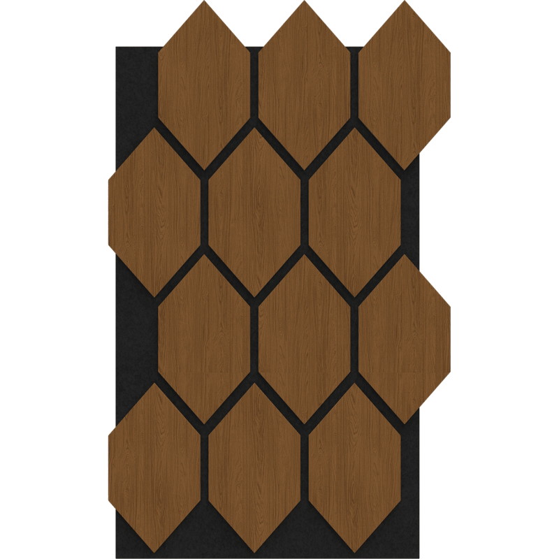 Mexen Form 01 Muster eines akustischen Wandpaneels, 9 mm Filz, technisches Furnier, Natur Eiche - S111-01-042-S