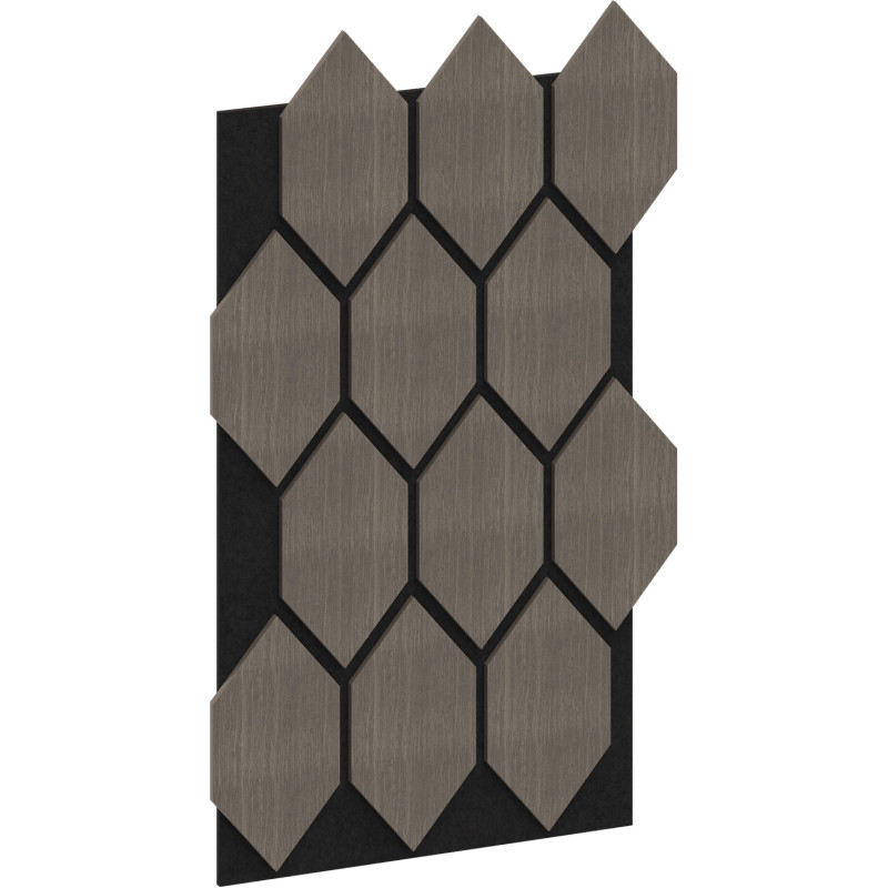 Mexen Form 01 Muster eines akustischen Wandpaneels, Filz 9 mm, technische Furnier, Graue Eiche - S111-01-043-S