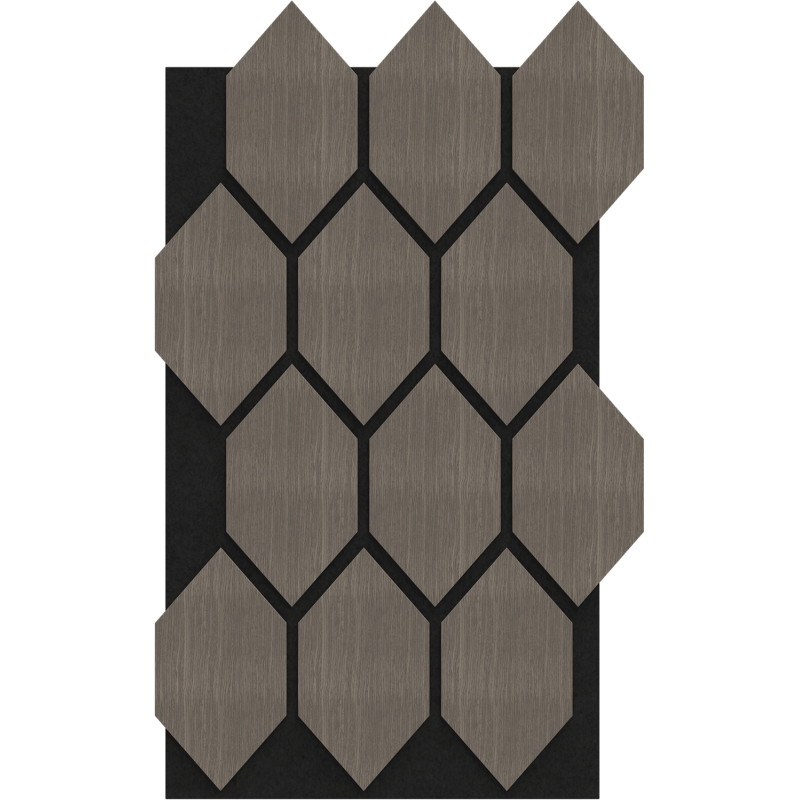 Mexen Form 01 Muster eines akustischen Wandpaneels, Filz 9 mm, technische Furnier, Graue Eiche - S111-01-043-S