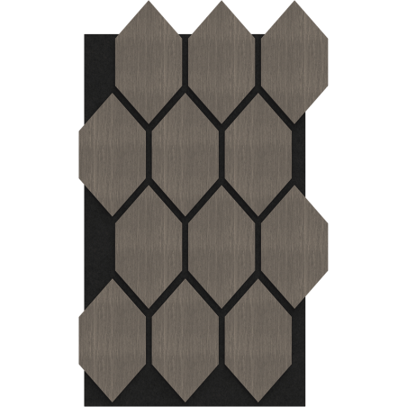Mexen Form 01 Muster eines akustischen Wandpaneels, Filz 9 mm, technische Furnier, Graue Eiche - S111-01-043-S