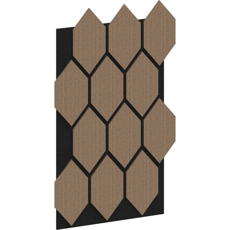 Mexen Form 01 Muster eines akustischen Wandpaneels, Filz 9 mm, technisches Furnier, Helles Nussbaumholz - S111-01-047-S