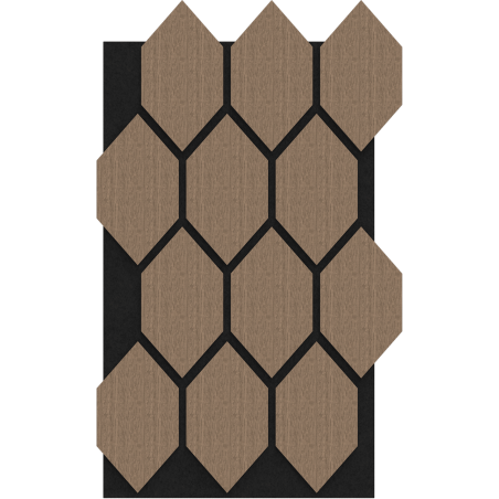 Mexen Form 01 Muster eines akustischen Wandpaneels, Filz 9 mm, technisches Furnier, Helles Nussbaumholz - S111-01-047-S