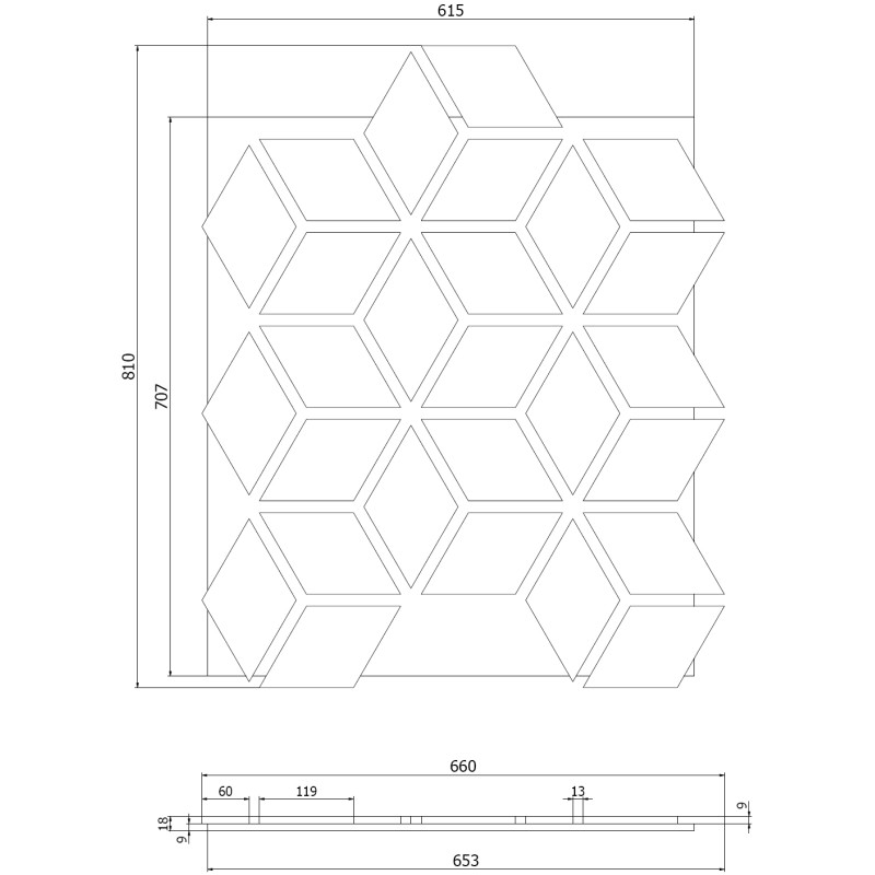 Mexen Form 02 Probe der akustischen Wandpaneele, Graue Eiche - S111-02-043-S
