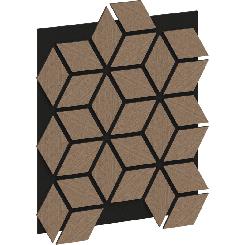 Mexen Form 02 Probe der akustischen Wandplatte, Filz 9 mm, technisches Furnier, Helles Nussbaumholz - S111-02-047-S