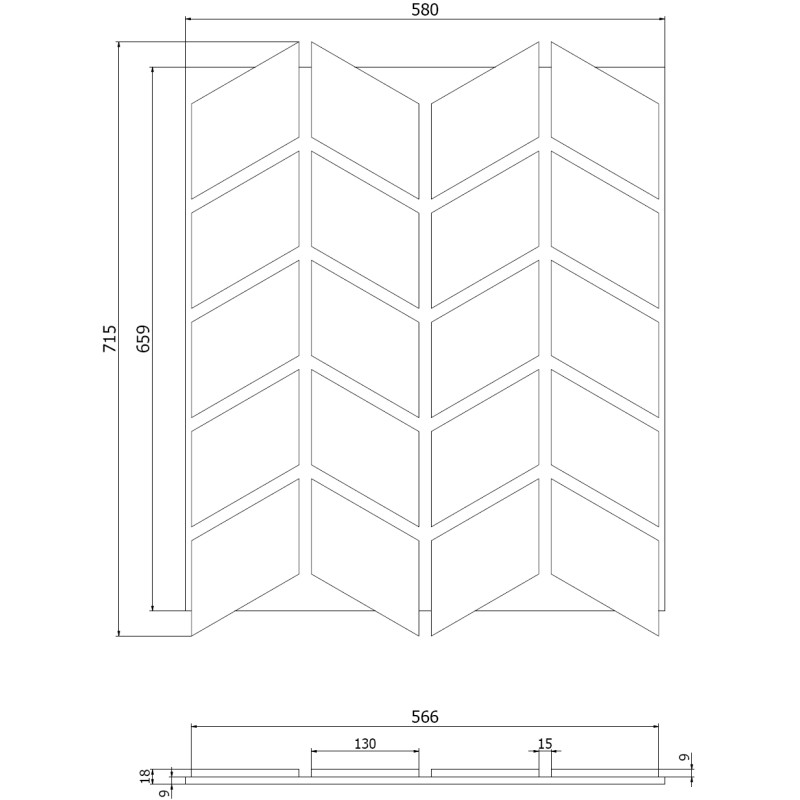 Mexen Form 03 Probe eines akustischen Wandpaneels, Filz 9 mm, technisches Furnier, Helles Nussbaumholz - S111-03-047-S