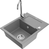 Mexen Enzo fregadero de granito de 1 cubeta con escurridor y grifo de cocina Telma, gris - 6506-71-670200-00