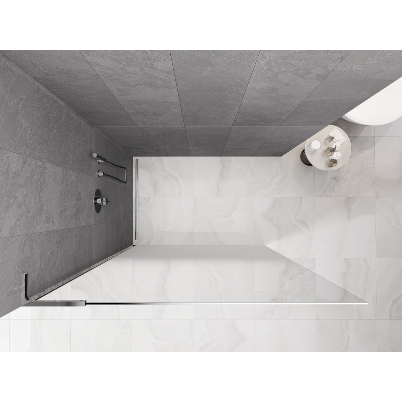 Mexen Kioto L Walk-in Shower Wall 80 x 200 cm, White Ombre 8 mm, Chrome - 800-080-103-01-86