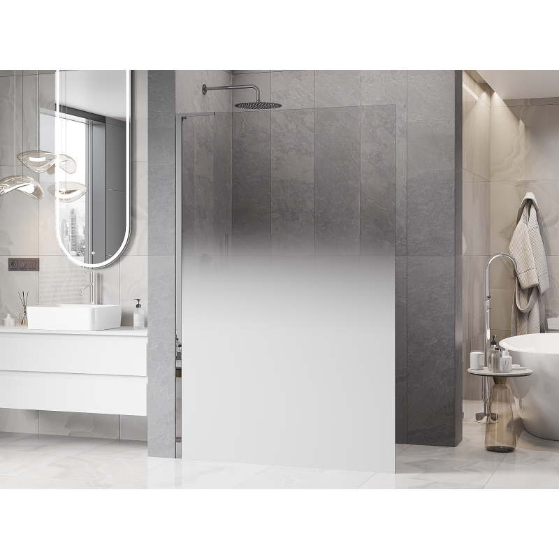 Mexen Kioto L ścianka prysznicowa Walk-in 100 x 200 cm, ombre biała 8 mm, chrom - 800-100-103-01-86