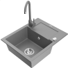 Mexen Enzo fregadero de granito de 1 seno con escurridor y grifo de cocina Telma, gris - 6506-71-670200-71