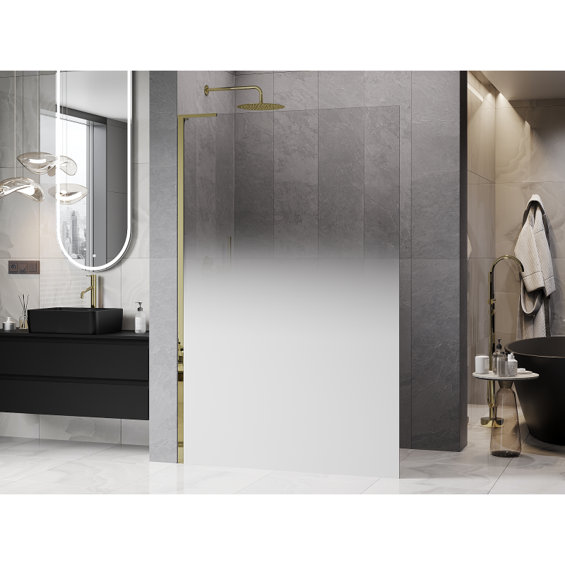 Mexen Kioto L Staklena pregrada za tuš Walk-in 70 x 200 cm, bijela ombre 8 mm, zlatna - 800-070-103-50-86