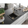 Mexen Enzo granite kitchen sink 1-bowl with drainer and kitchen faucet Telma, black/gold - 6506-75-670200-50