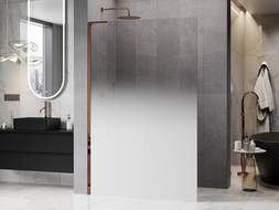 Mexen Kioto L ścianka prysznicowa Walk-in 80 x 200 cm, ombre biała 8 mm, różowe złoto - 800-080-103-60-86