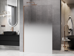 Mexen Kioto L ścianka prysznicowa Walk-in 80 x 200 cm, ombre biała 8 mm, miedź szczotkowana - 800-080-103-65-86
